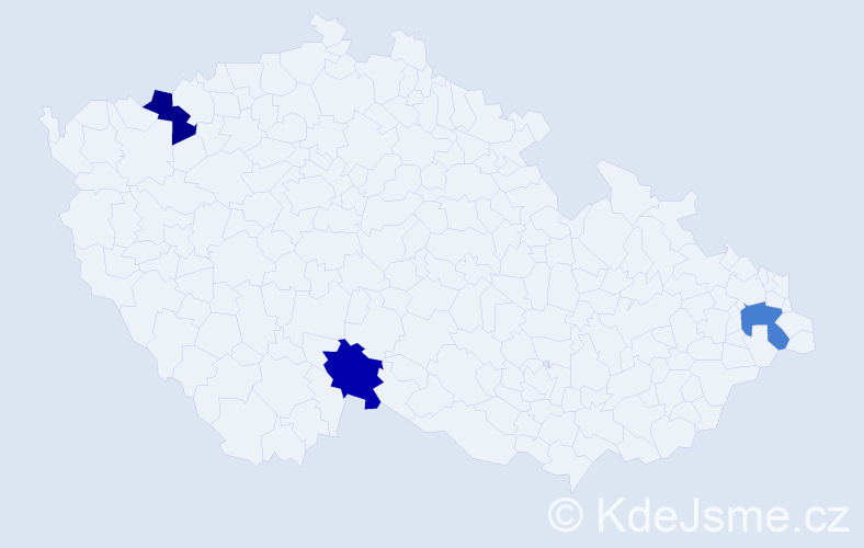 Jméno: 'Kien', počet výskytů 3 v celé ČR