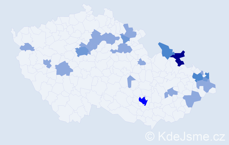 Jméno: 'Vasilis', počet výskytů 43 v celé ČR