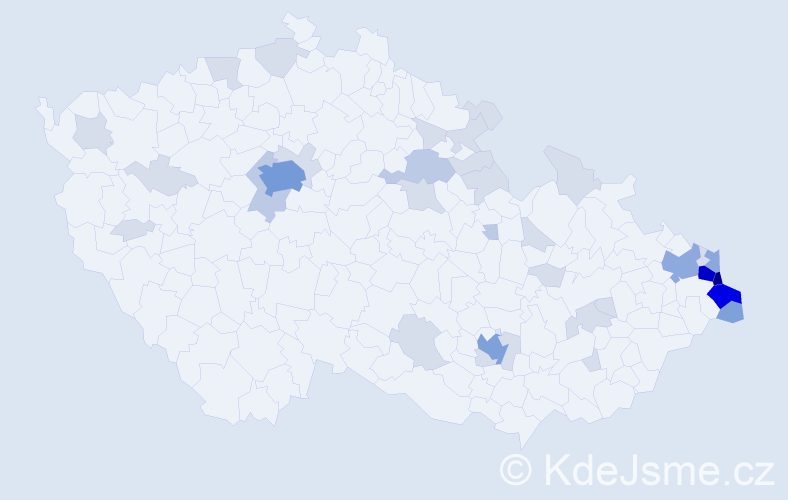 Jméno: 'Joanna', počet výskytů 105 v celé ČR