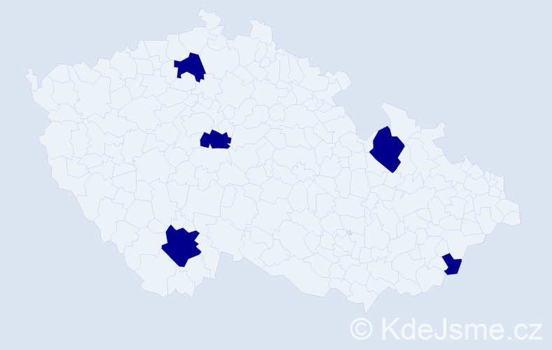 Jméno: 'Daniel Petr', počet výskytů 5 v celé ČR