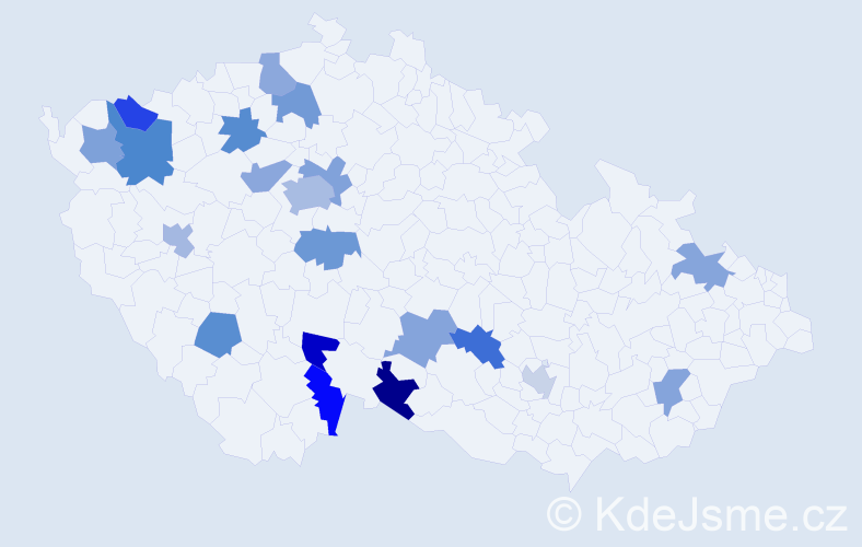 Jméno: 'Jan Karel', počet výskytů 25 v celé ČR