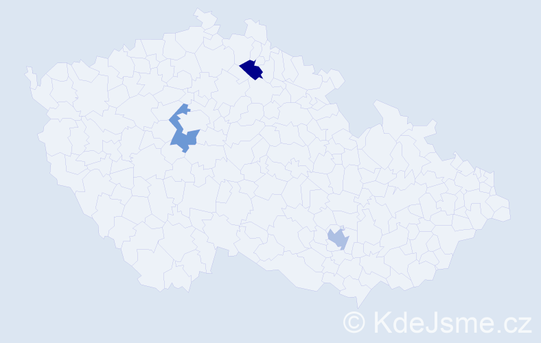 Jméno: 'Miléna', počet výskytů 3 v celé ČR