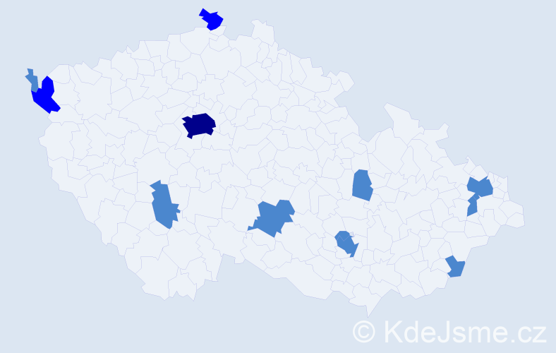 Jméno: 'Thuy', počet výskytů 16 v celé ČR