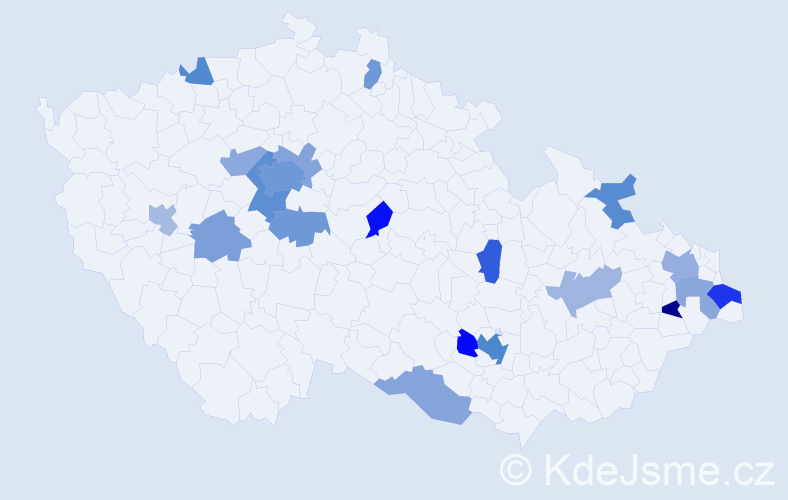 Jméno: 'Natanael', počet výskytů 39 v celé ČR
