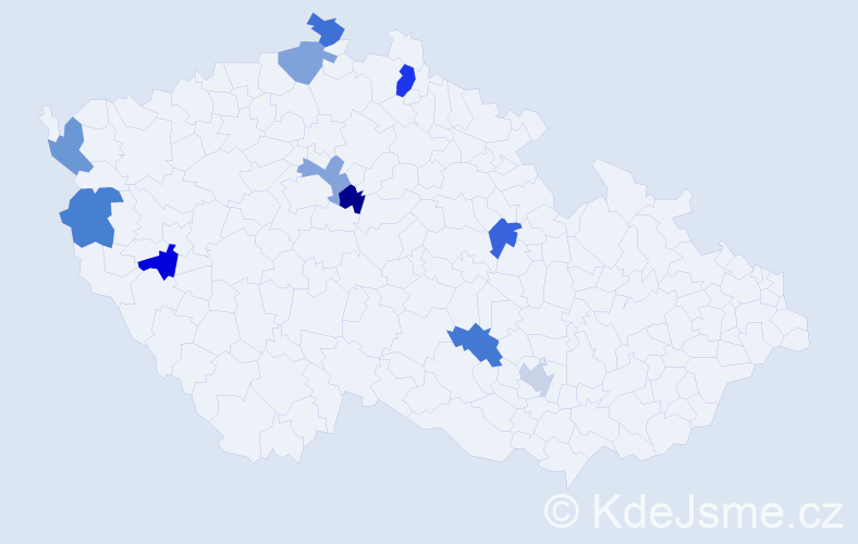 Jméno: 'Van Hau', počet výskytů 12 v celé ČR