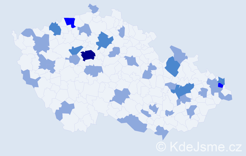 Jméno: 'Valentína', počet výskytů 56 v celé ČR