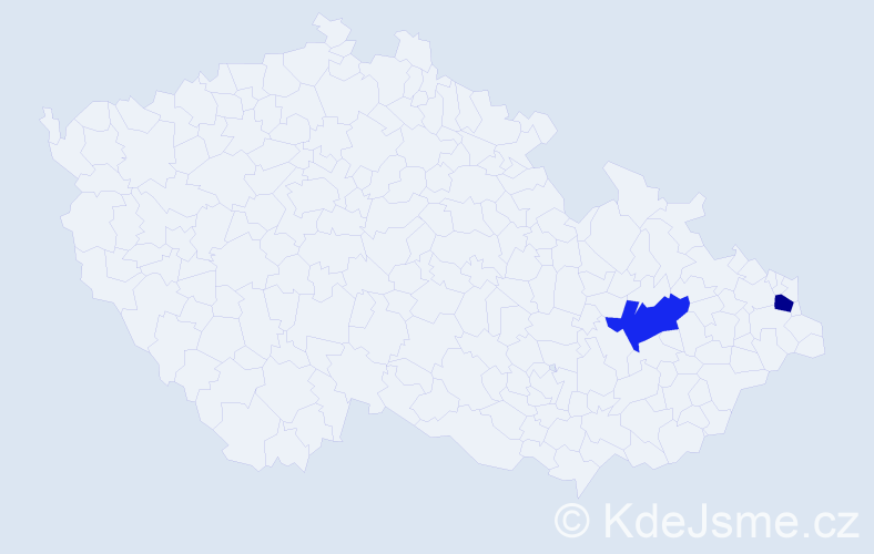 Jméno: 'Klaudie Alexandra', počet výskytů 2 v celé ČR