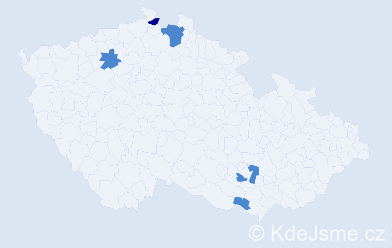 Jméno: 'Bertin', počet výskytů 7 v celé ČR