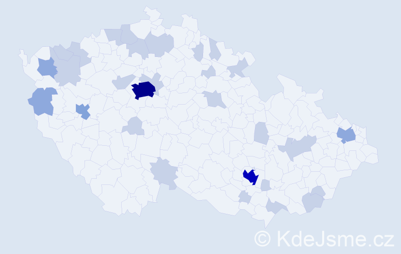 Jméno: 'Theresa', počet výskytů 55 v celé ČR