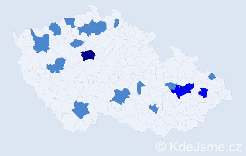 Jméno: 'Samuele', počet výskytů 22 v celé ČR