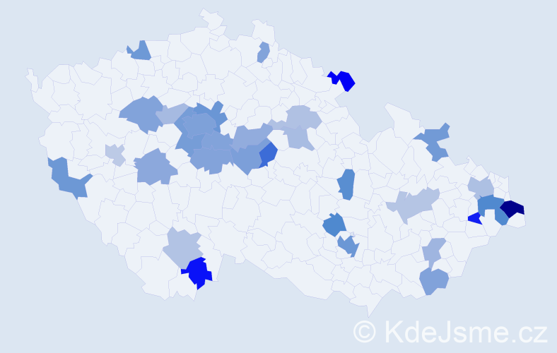Jméno: 'Natanael', počet výskytů 56 v celé ČR