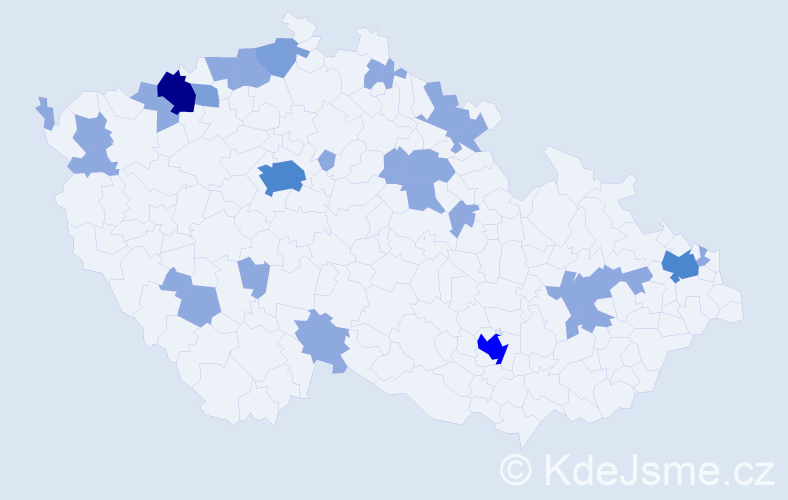 Jméno: 'Steve', počet výskytů 45 v celé ČR