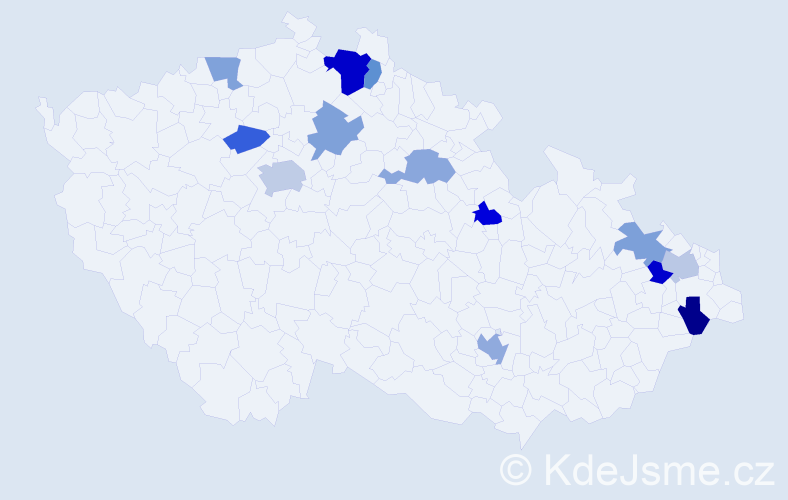 Jméno: 'Jarmilka', počet výskytů 19 v celé ČR