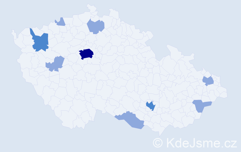 Jméno: 'Miro', počet výskytů 16 v celé ČR