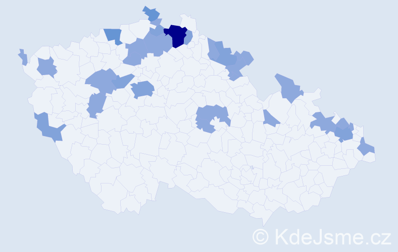 Jméno: 'Voršila', počet výskytů 49 v celé ČR