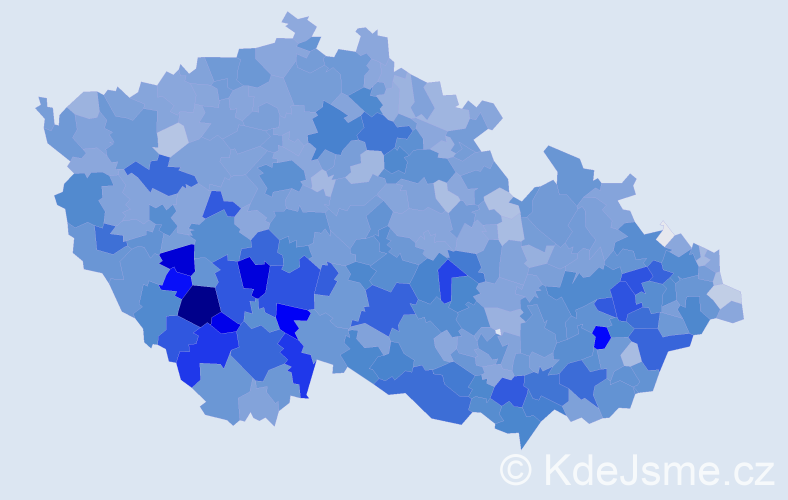 Jméno: 'Blažena', počet výskytů 6832 v celé ČR