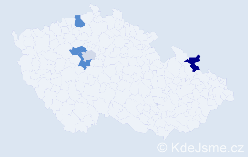 Jméno: 'Klára Viktorie', počet výskytů 5 v celé ČR
