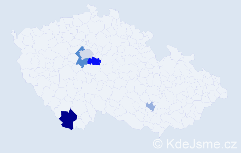 Jméno: 'Vian', počet výskytů 5 v celé ČR