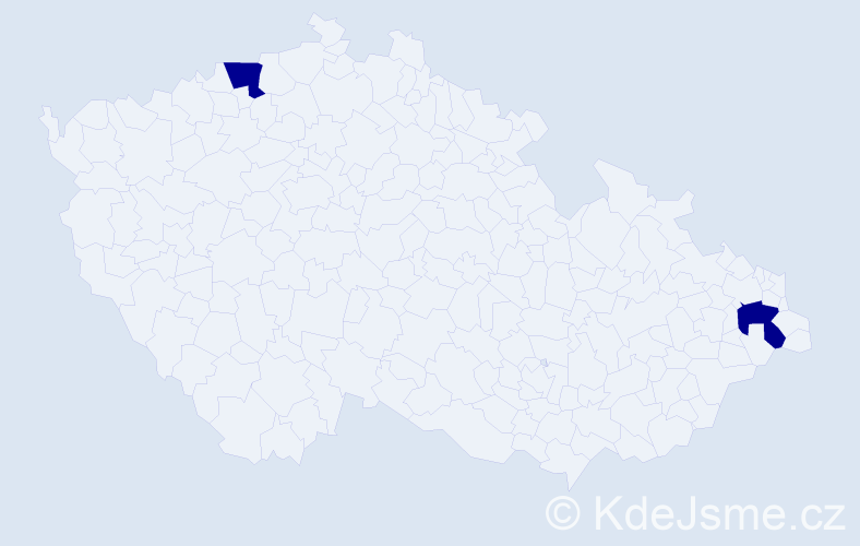 Jméno: 'Málik', počet výskytů 2 v celé ČR