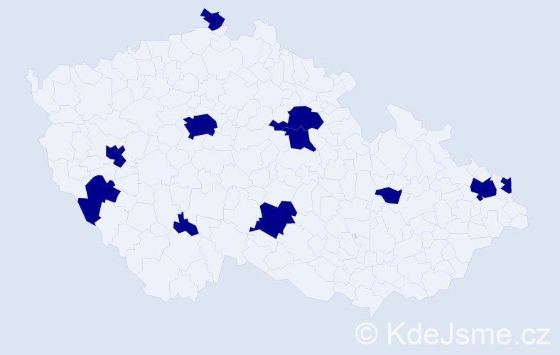 Jméno: 'Ibolya', počet výskytů 11 v celé ČR
