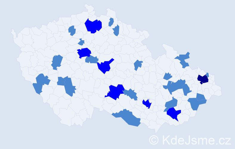 Jméno: 'Čestmíra', počet výskytů 35 v celé ČR