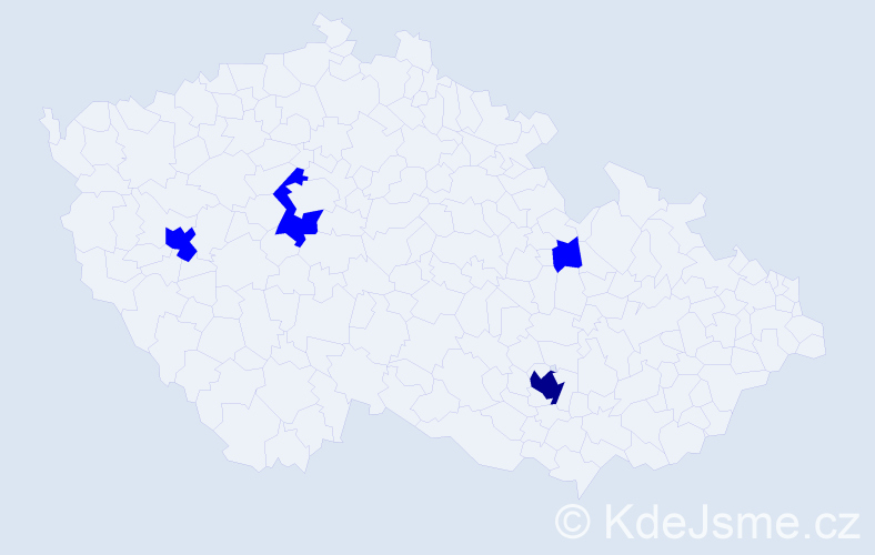 Jméno: 'Jan Hugo', počet výskytů 5 v celé ČR