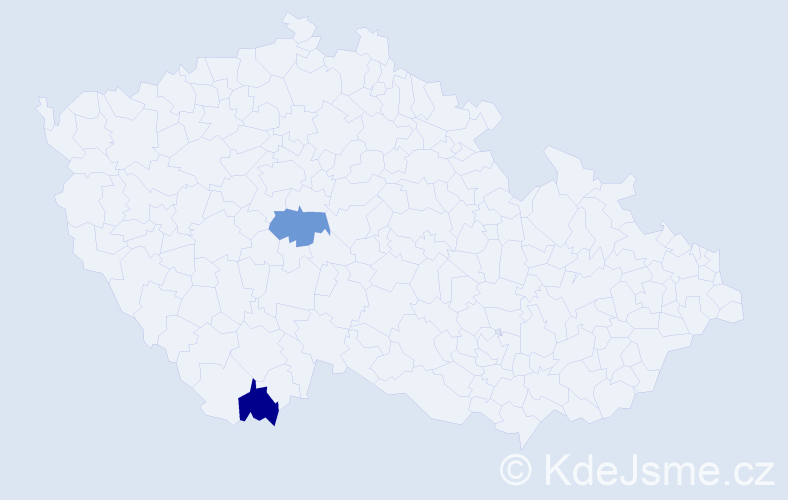 Jméno: 'Milca', počet výskytů 2 v celé ČR