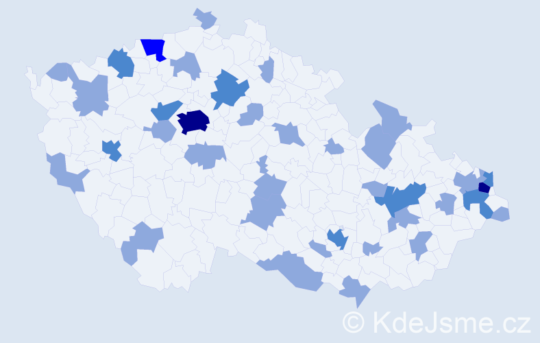 Jméno: 'Valentína', počet výskytů 57 v celé ČR