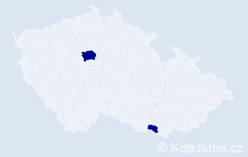 Jméno: 'Vega', počet výskytů 2 v celé ČR