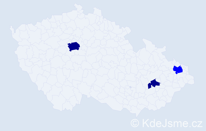 Jméno: 'Ha An', počet výskytů 5 v celé ČR