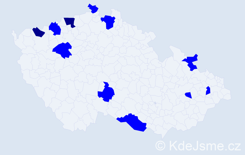 Jméno: 'Kieu', počet výskytů 13 v celé ČR