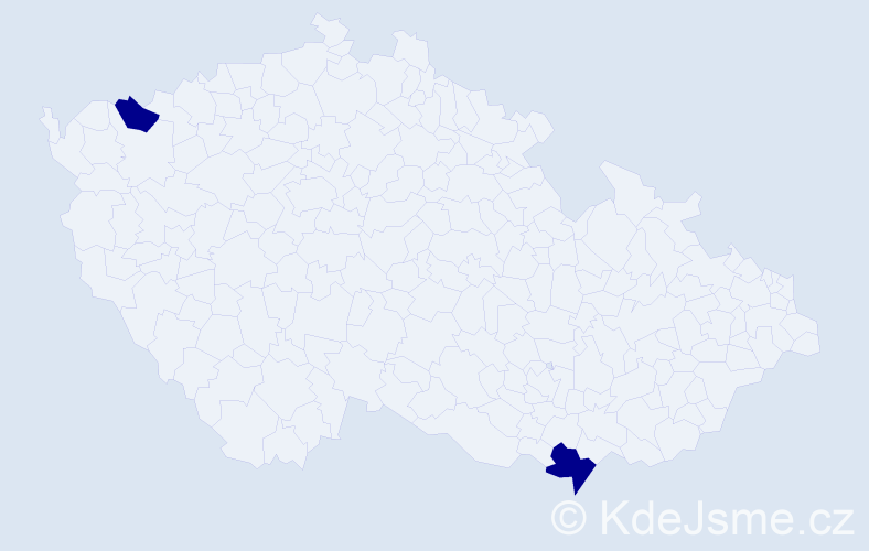 Jméno: 'Jone', počet výskytů 2 v celé ČR