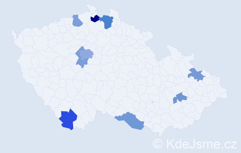 Jméno: 'Noe', počet výskytů 14 v celé ČR