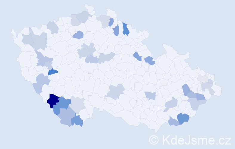 Jméno: 'Rosálie', počet výskytů 53 v celé ČR