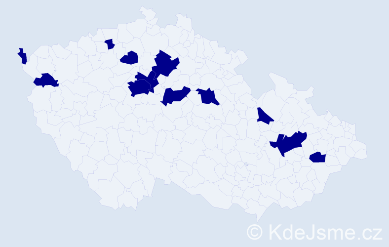 Jméno: 'Emerencia', počet výskytů 12 v celé ČR