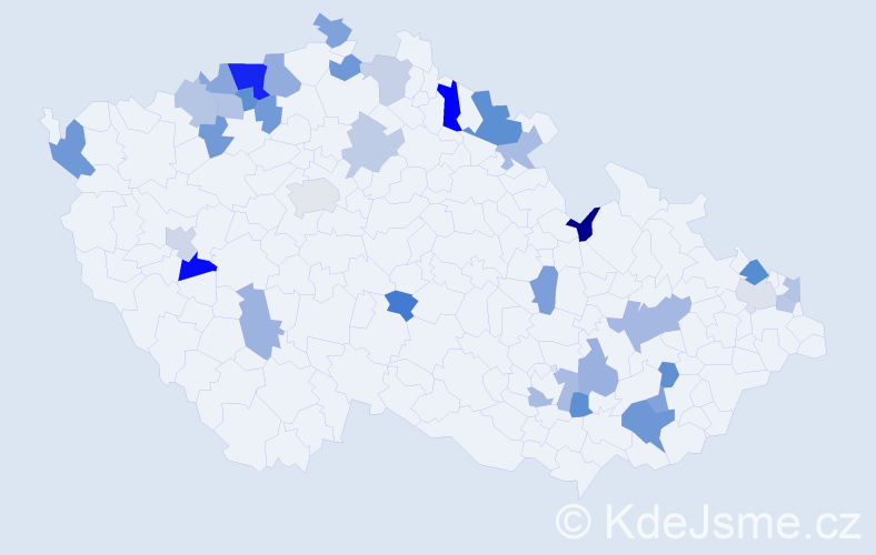 Jméno: 'Valburga', počet výskytů 50 v celé ČR