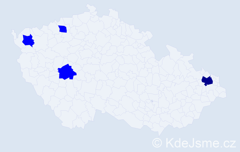 Jméno: 'Nadka', počet výskytů 5 v celé ČR