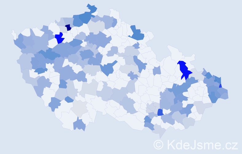 Jméno: 'Valdemar', počet výskytů 288 v celé ČR
