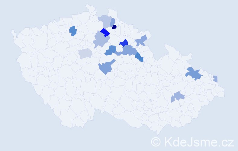 Jméno: 'Bořík', počet výskytů 21 v celé ČR