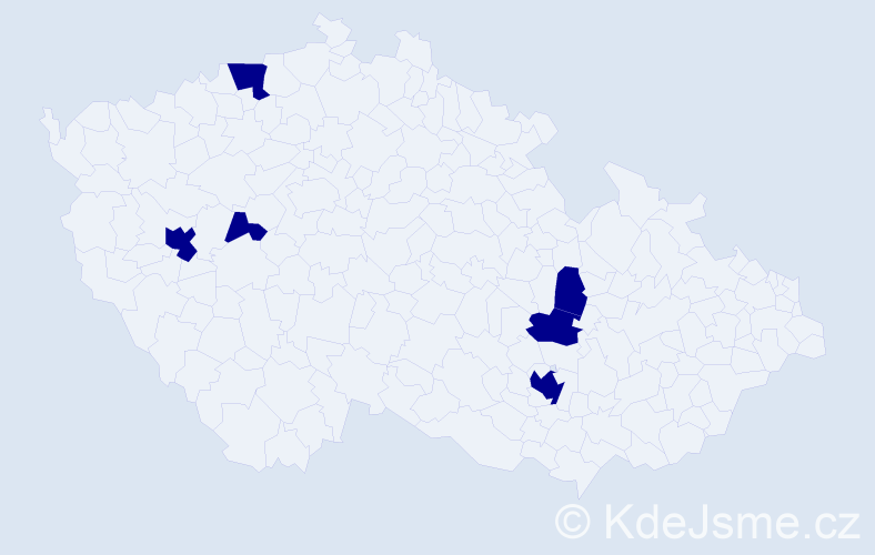 Jméno: 'Bernardetta', počet výskytů 6 v celé ČR