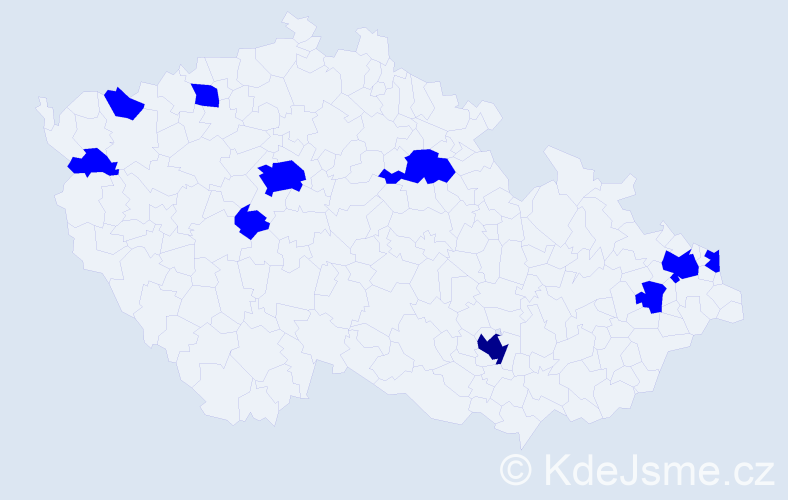 Jméno: 'Alison', počet výskytů 11 v celé ČR