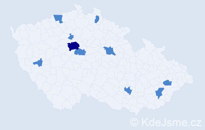 Jméno: 'Damiano', počet výskytů 12 v celé ČR