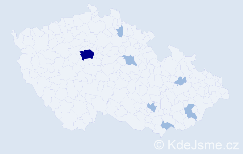 Jméno: 'Indra', počet výskytů 11 v celé ČR