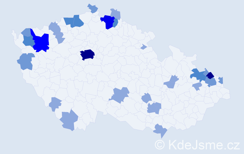 Jméno: 'Valtr', počet výskytů 62 v celé ČR