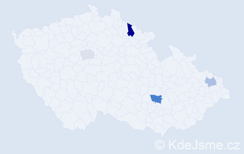 Jméno: 'Tullio', počet výskytů 4 v celé ČR