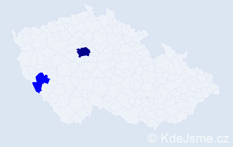 Jméno: 'Ta', počet výskytů 3 v celé ČR