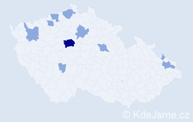 Jméno: 'Džamila', počet výskytů 15 v celé ČR