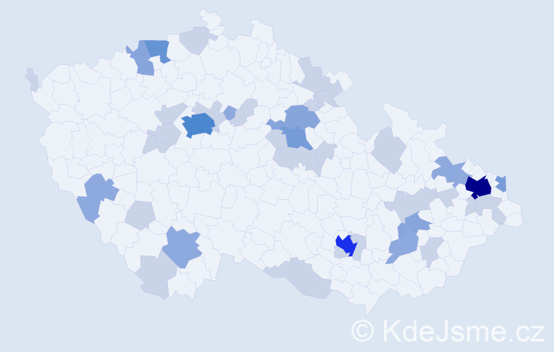 Jméno: 'Santiago', počet výskytů 86 v celé ČR