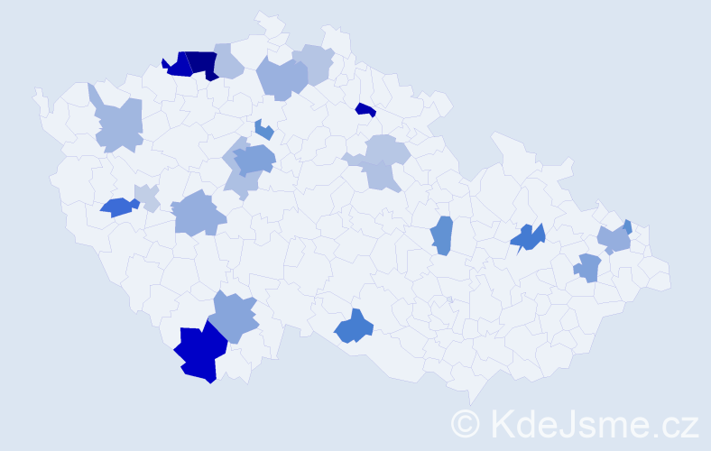 Jméno: 'Angel', počet výskytů 49 v celé ČR