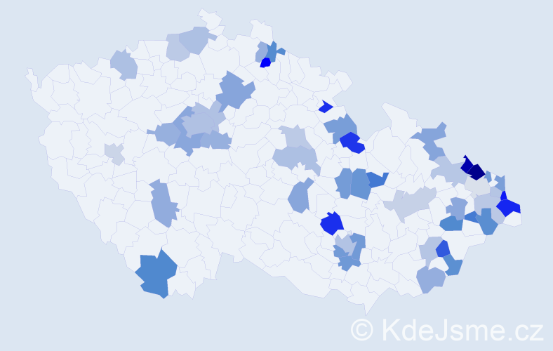 Jméno: 'Bernadeta', počet výskytů 74 v celé ČR